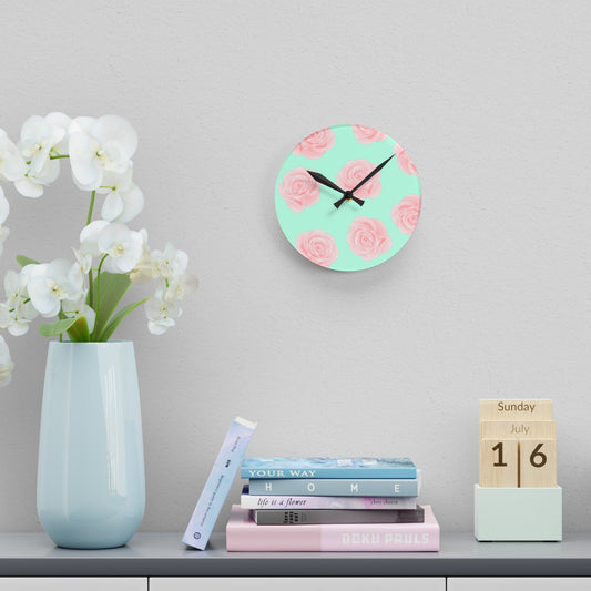 Green and Pink Acrylic Wall ClockSush Dopamine Decor