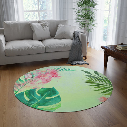 Green Modern Round Rug, Modern Minimalist CarpetSush Dopamine Decor