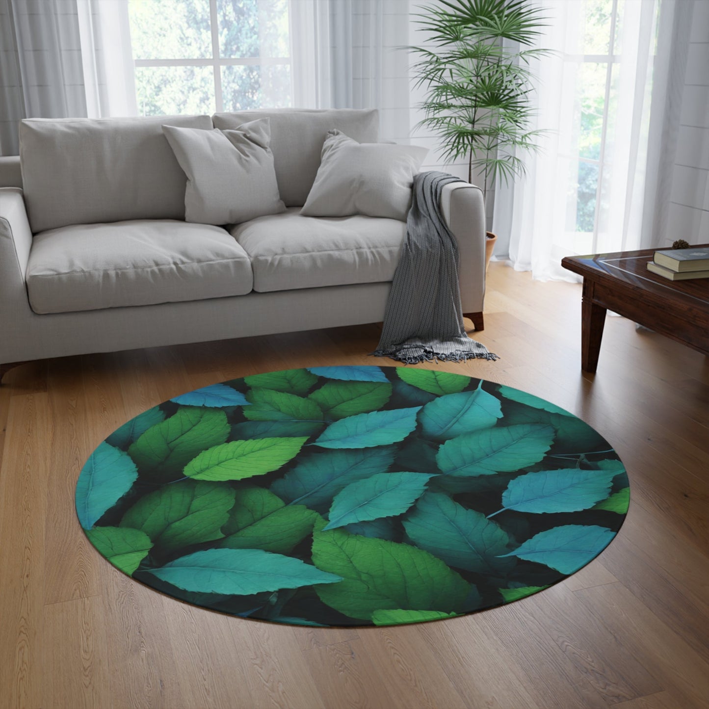 Green Round Rug, Durable Carpet, Home DecorSush Dopamine Decor