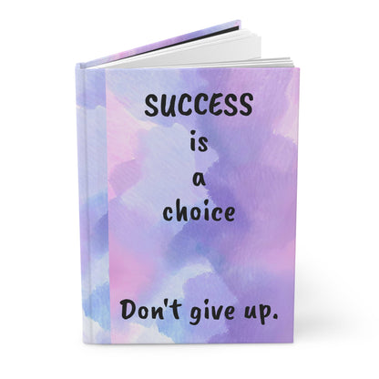 Hardcover Journal Matte - Don't give up , pink blue gradient soothing designSush Dopamine Decor