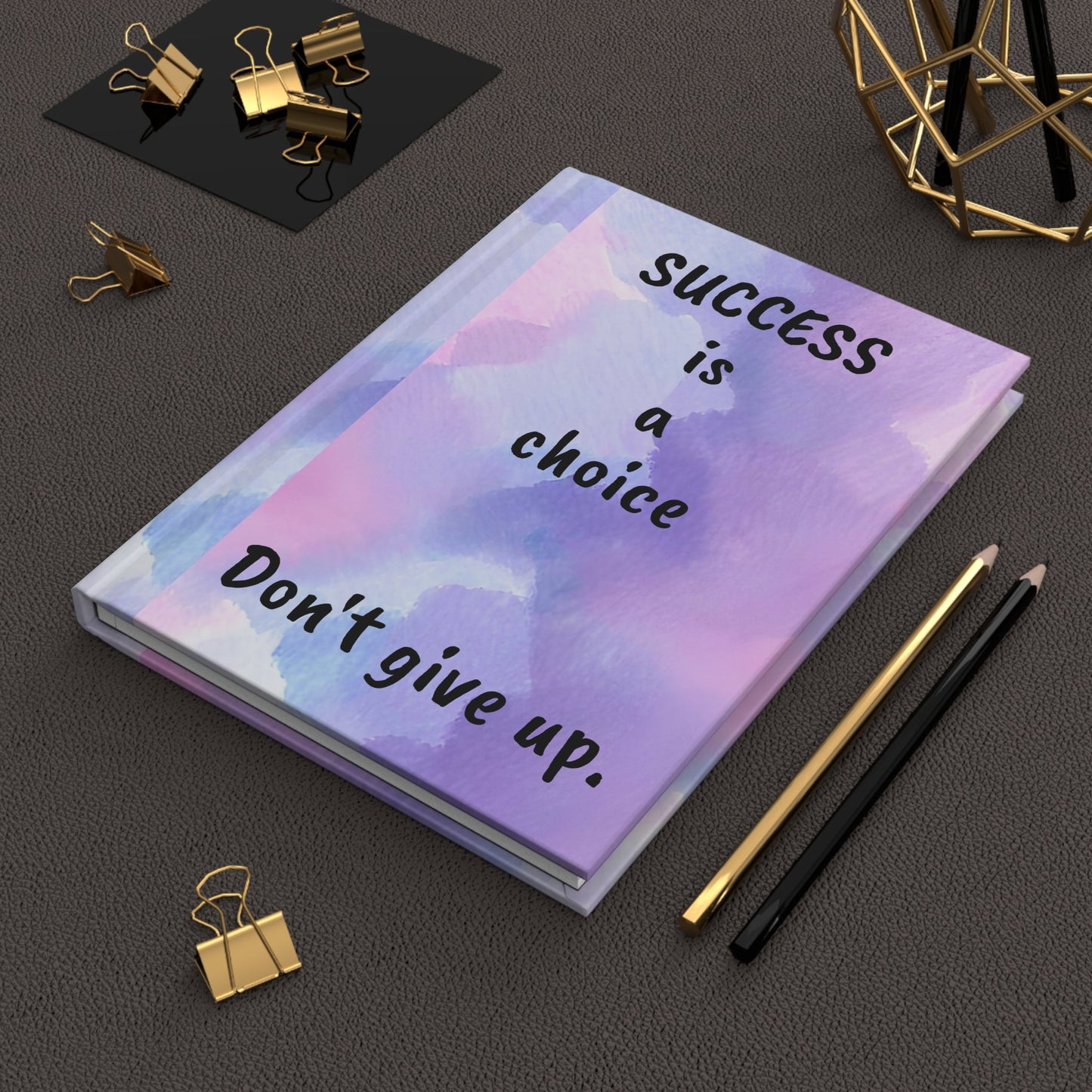 Hardcover Journal Matte - Don't give up , pink blue gradient soothing designSush Dopamine Decor