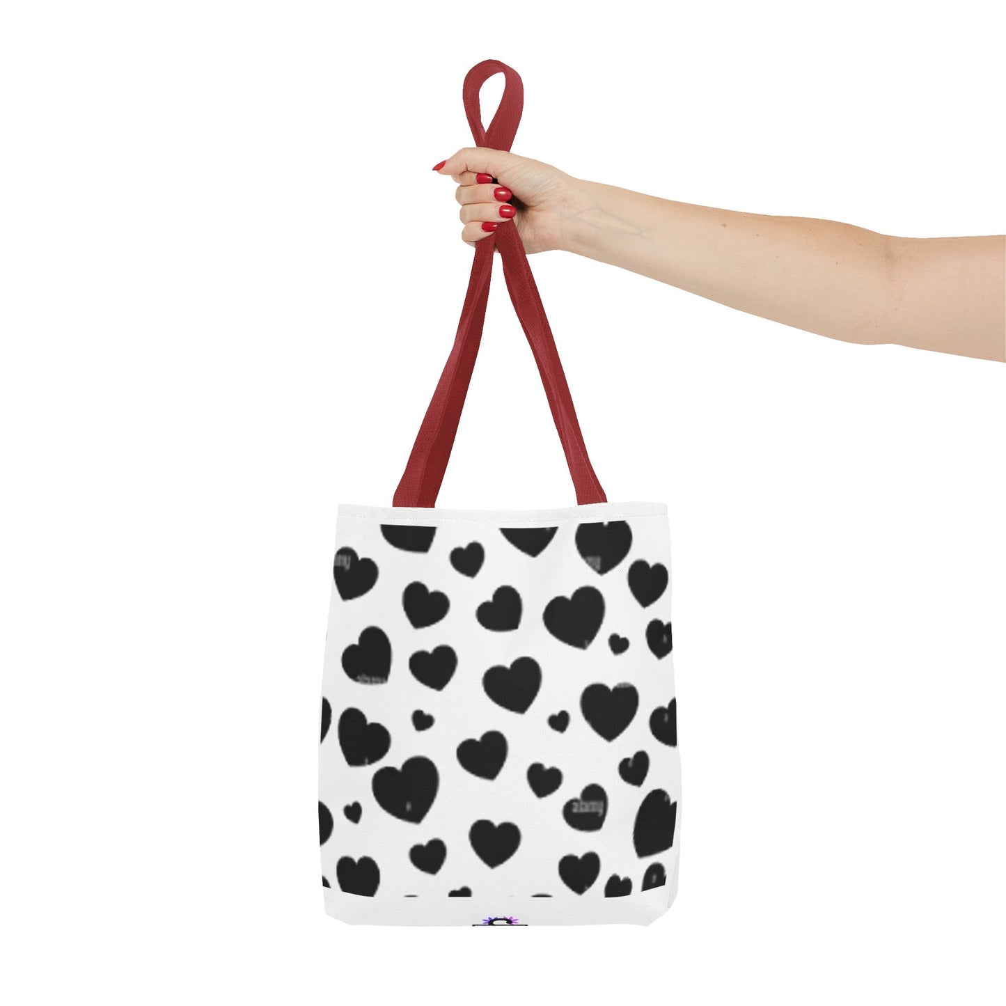 Heart print black and white Tote Bag (AOP)Sush Dopamine Decor