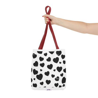 Heart print black and white Tote Bag (AOP)Sush Dopamine Decor