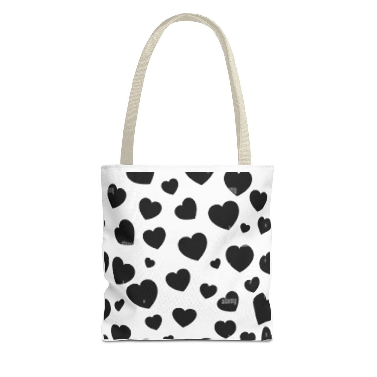 Heart print black and white Tote Bag (AOP)Sush Dopamine Decor