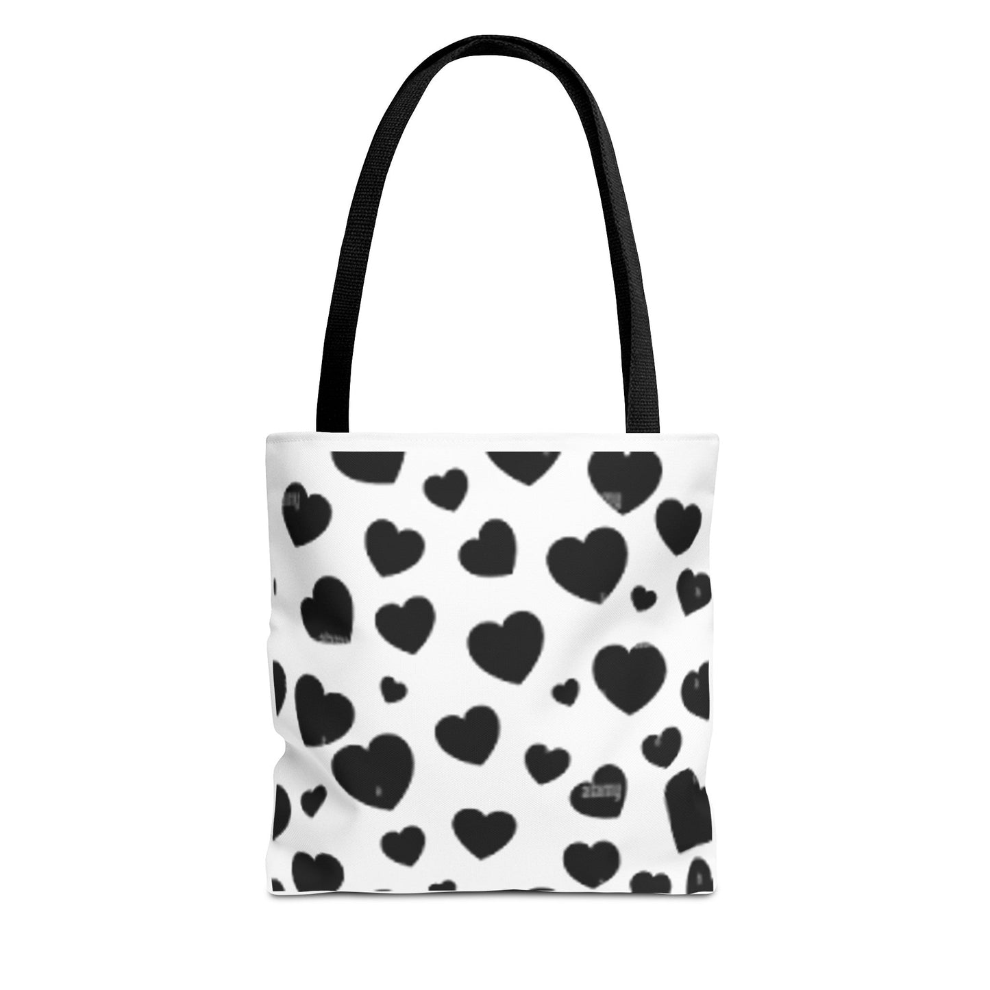 Heart print black and white Tote Bag (AOP)Sush Dopamine Decor