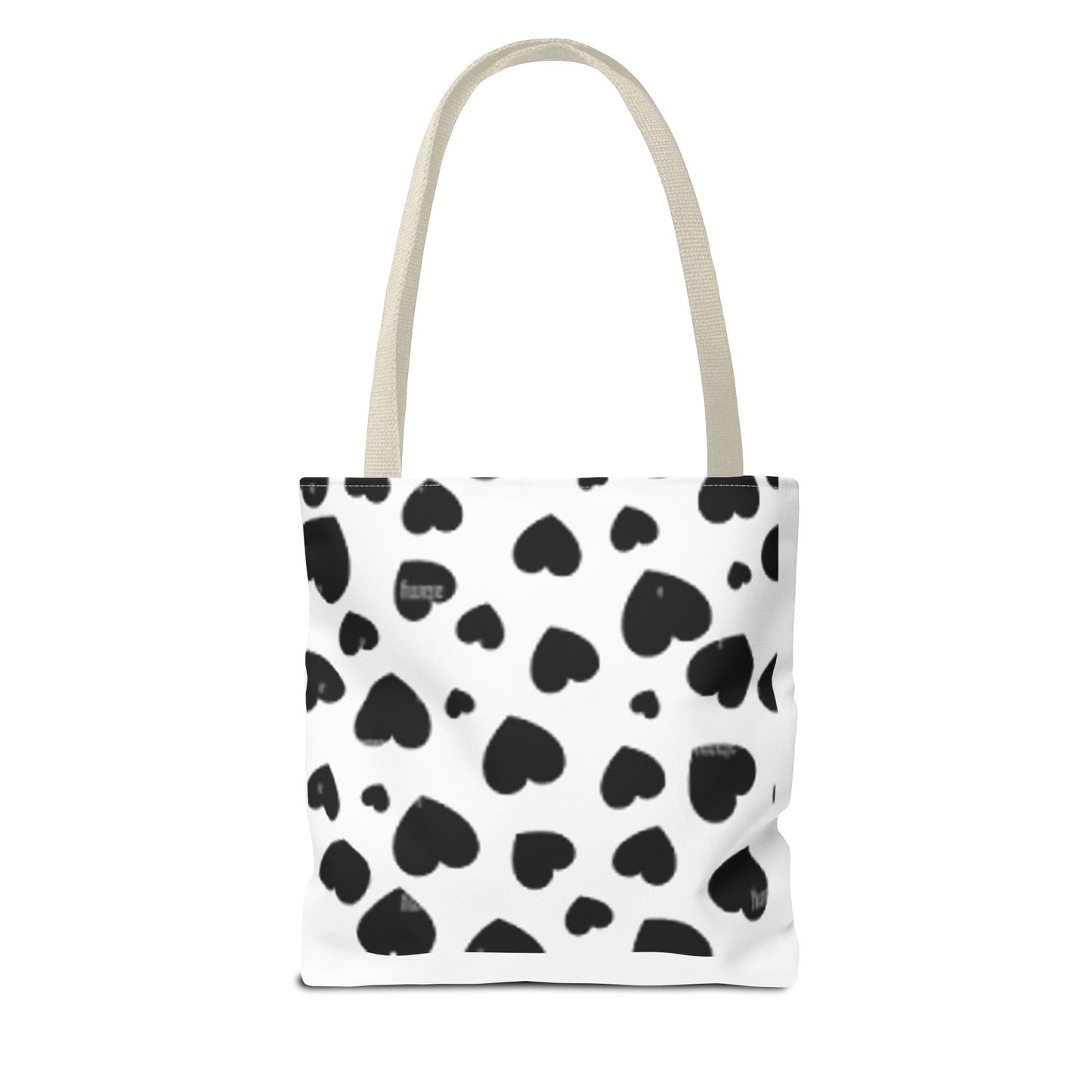 Heart print black and white Tote Bag (AOP)Sush Dopamine Decor