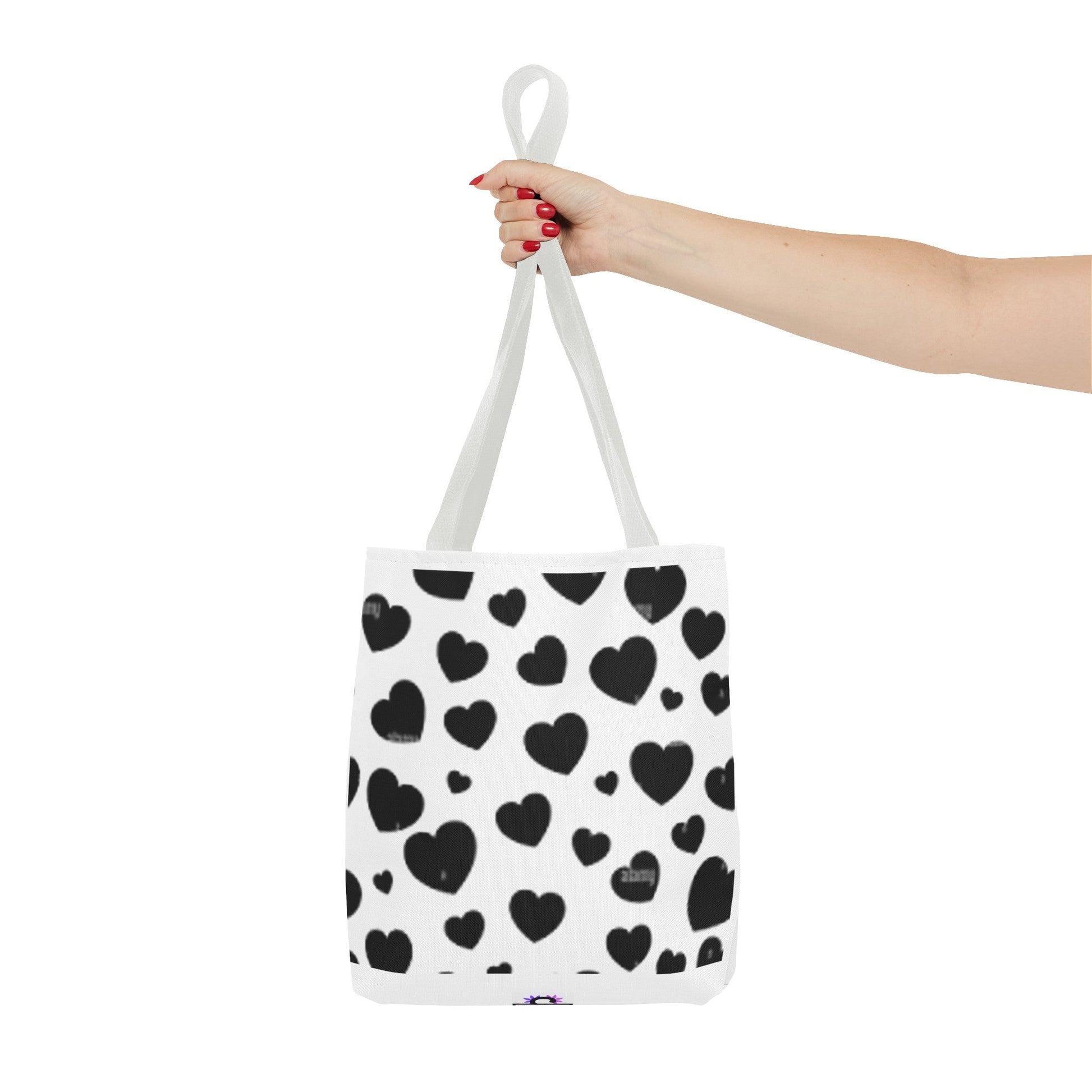 Heart print black and white Tote Bag (AOP)Sush Dopamine Decor