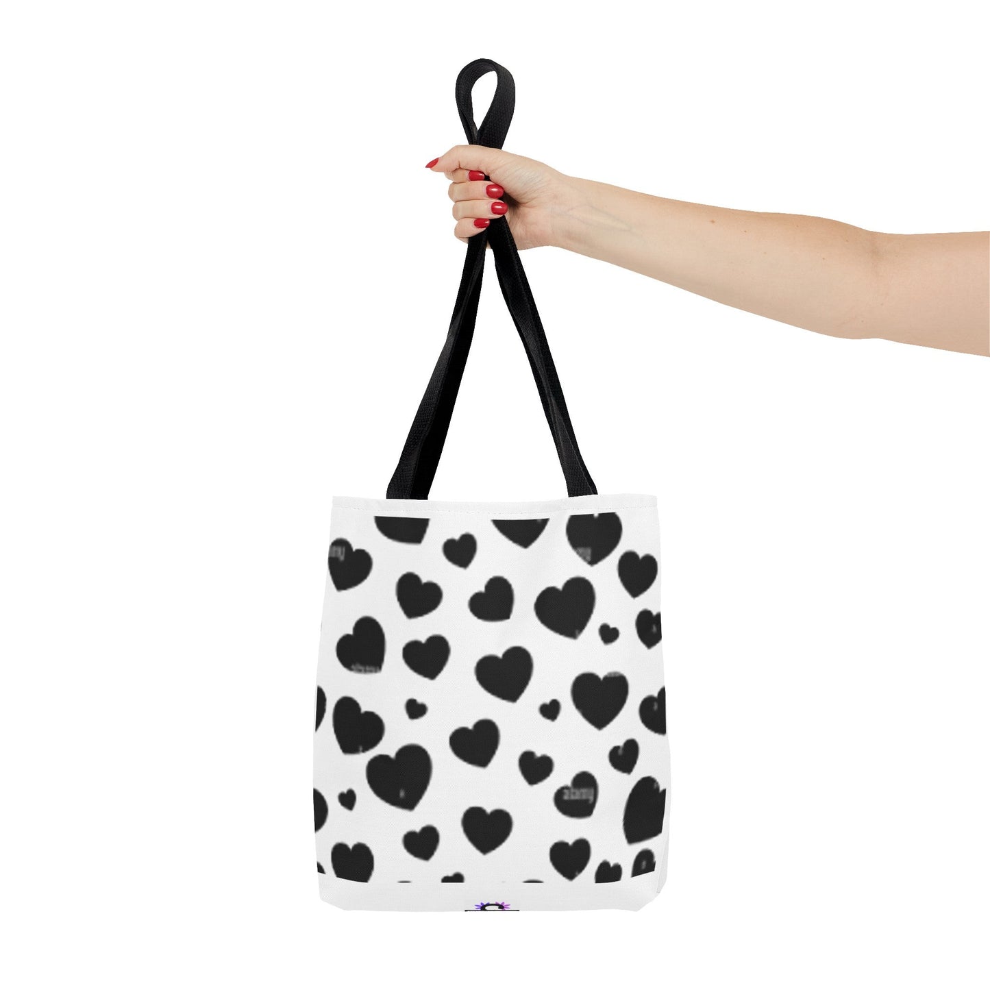 Heart print black and white Tote Bag (AOP)Sush Dopamine Decor