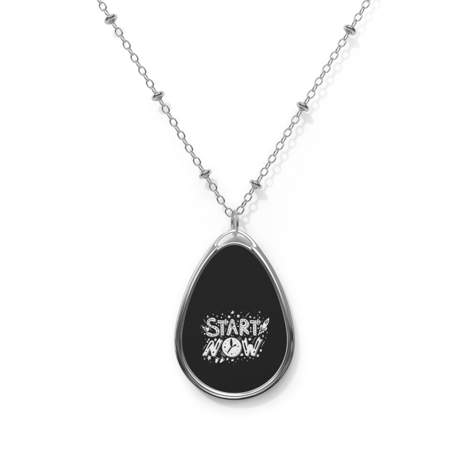 Inspirational Black Oval Necklace | Pendant | AccessoriesSush Dopamine Decor