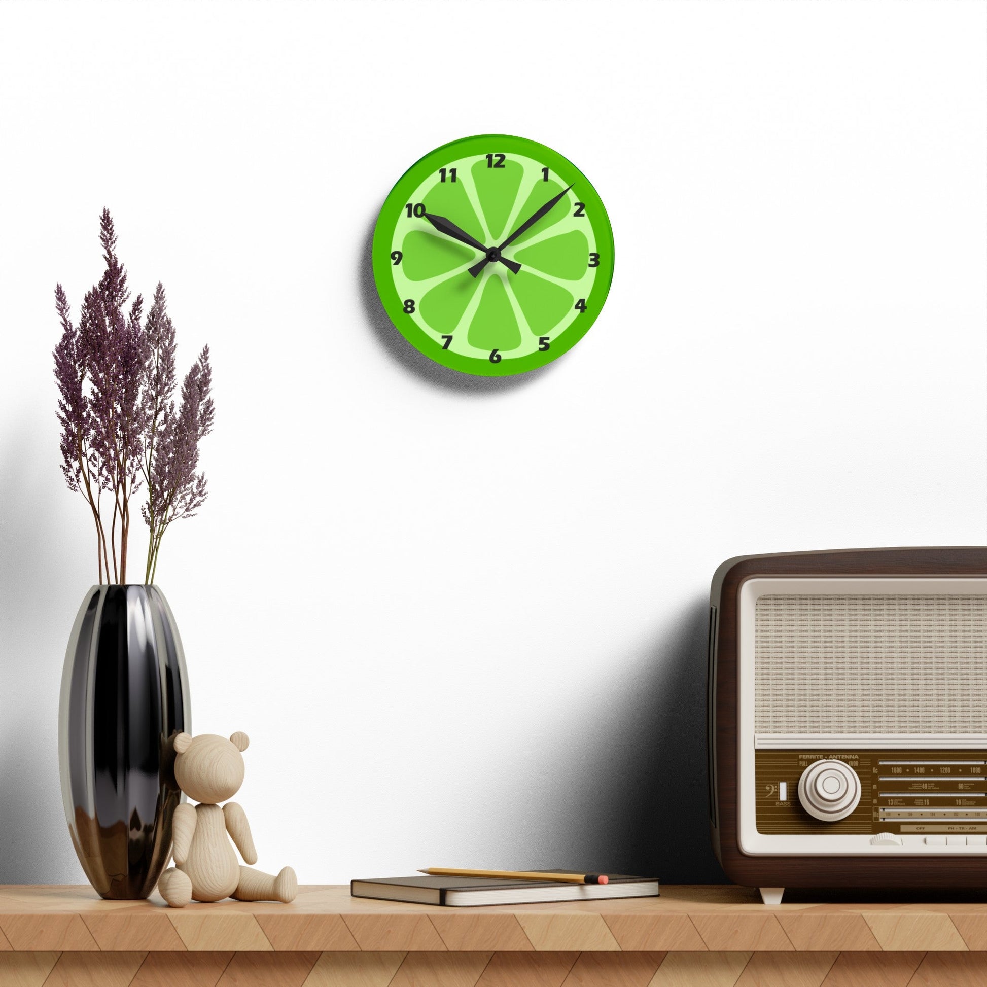 Kiwi Acrylic Wall ClockSush Dopamine Decor