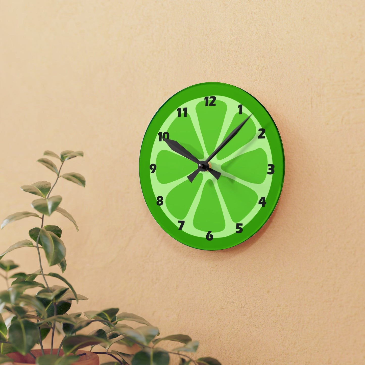 Kiwi Acrylic Wall ClockSush Dopamine Decor