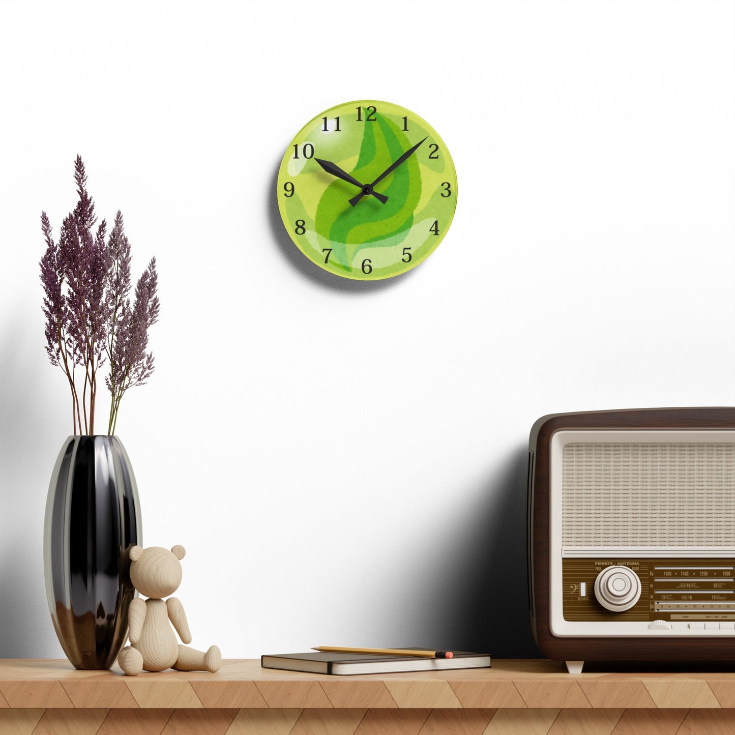 Lime Green Abstract Wall ClockSush Dopamine Decor