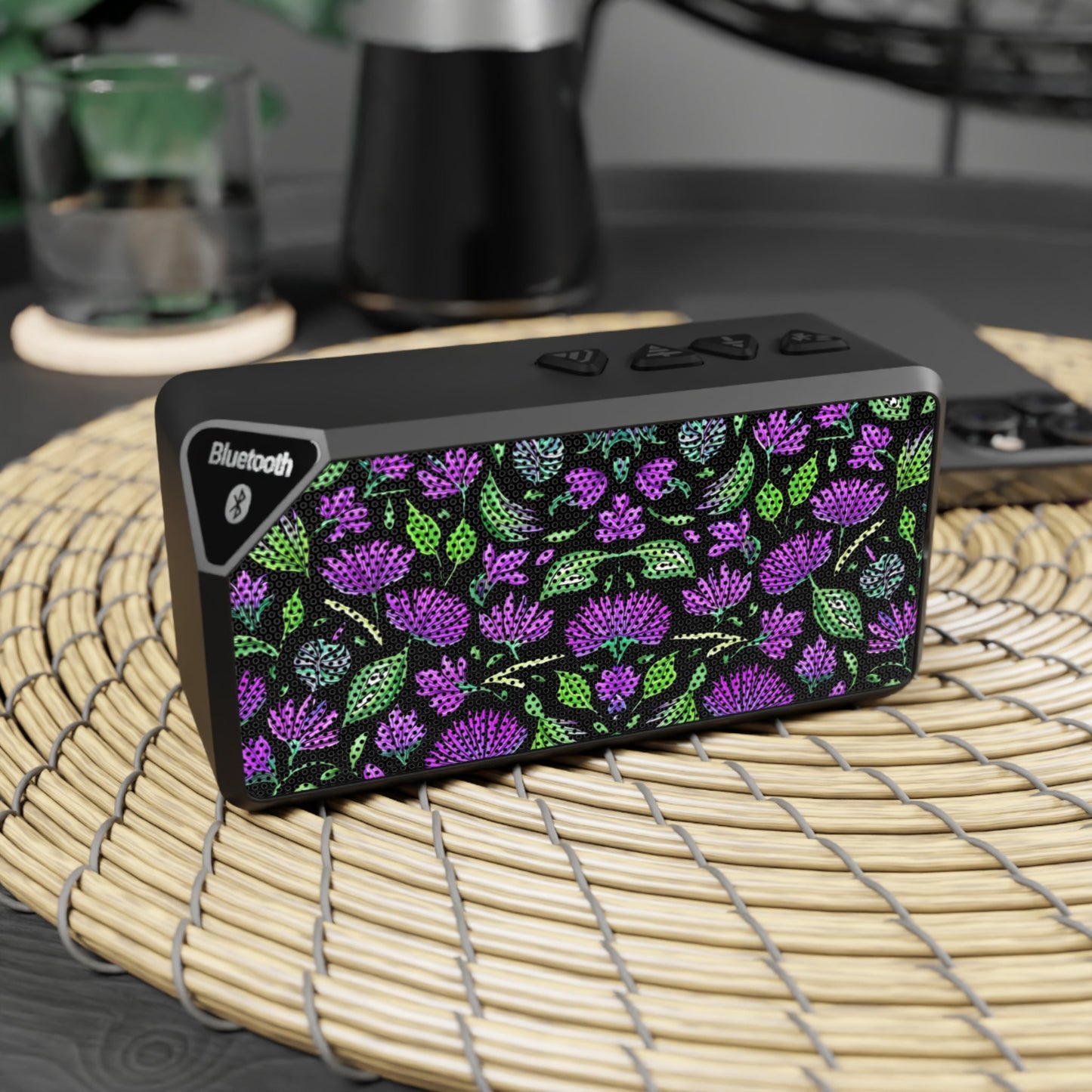 Limited Edition, Floral Purple Bluetooth Speaker, 10 meter Bluetooth Range, Li - Ion battery, Aux cable also available, 2 hours playback timeSush Dopamine Decor