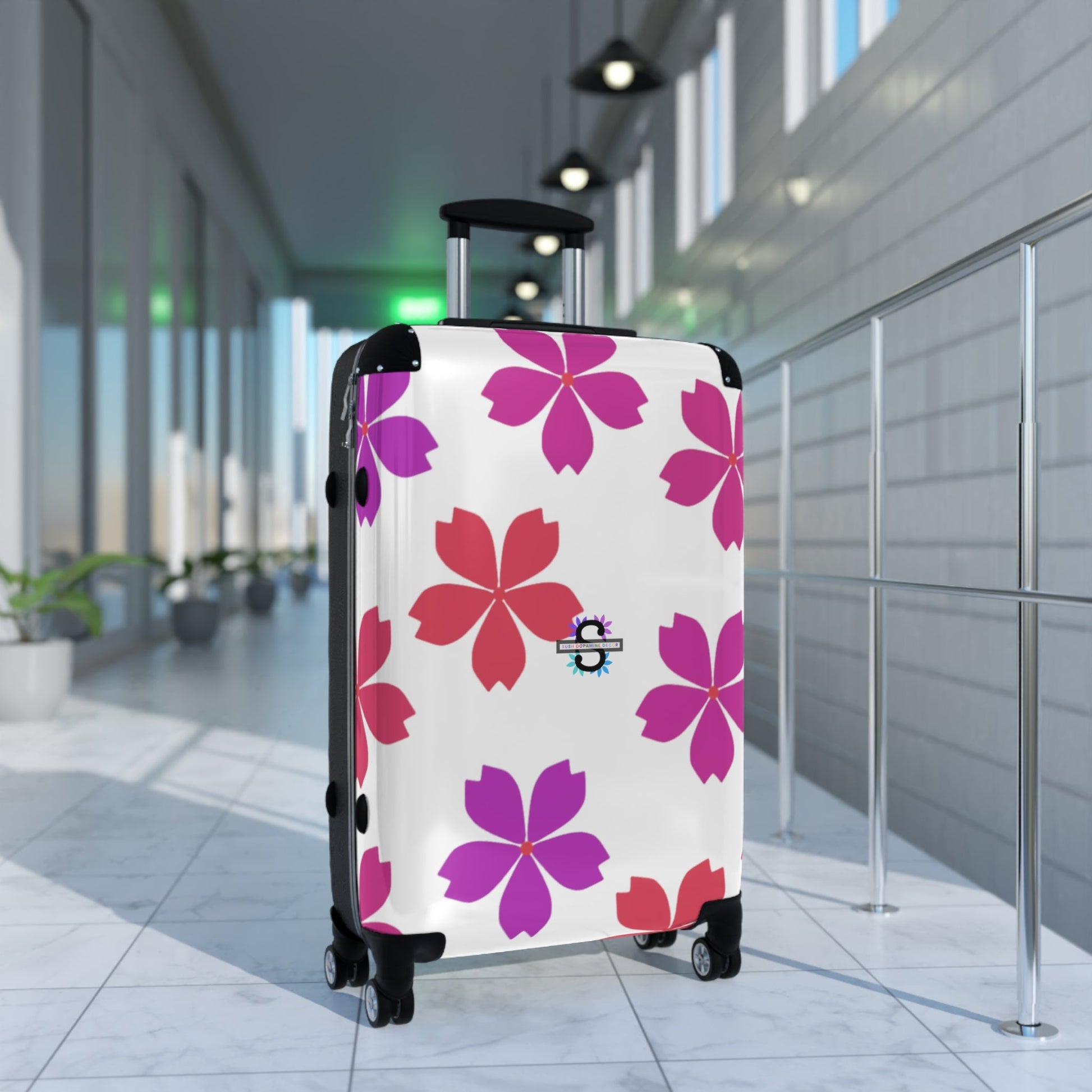 Magenta Red Floral Travel Suitcase | Luggage bag | AccessoriesSush Dopamine Decor