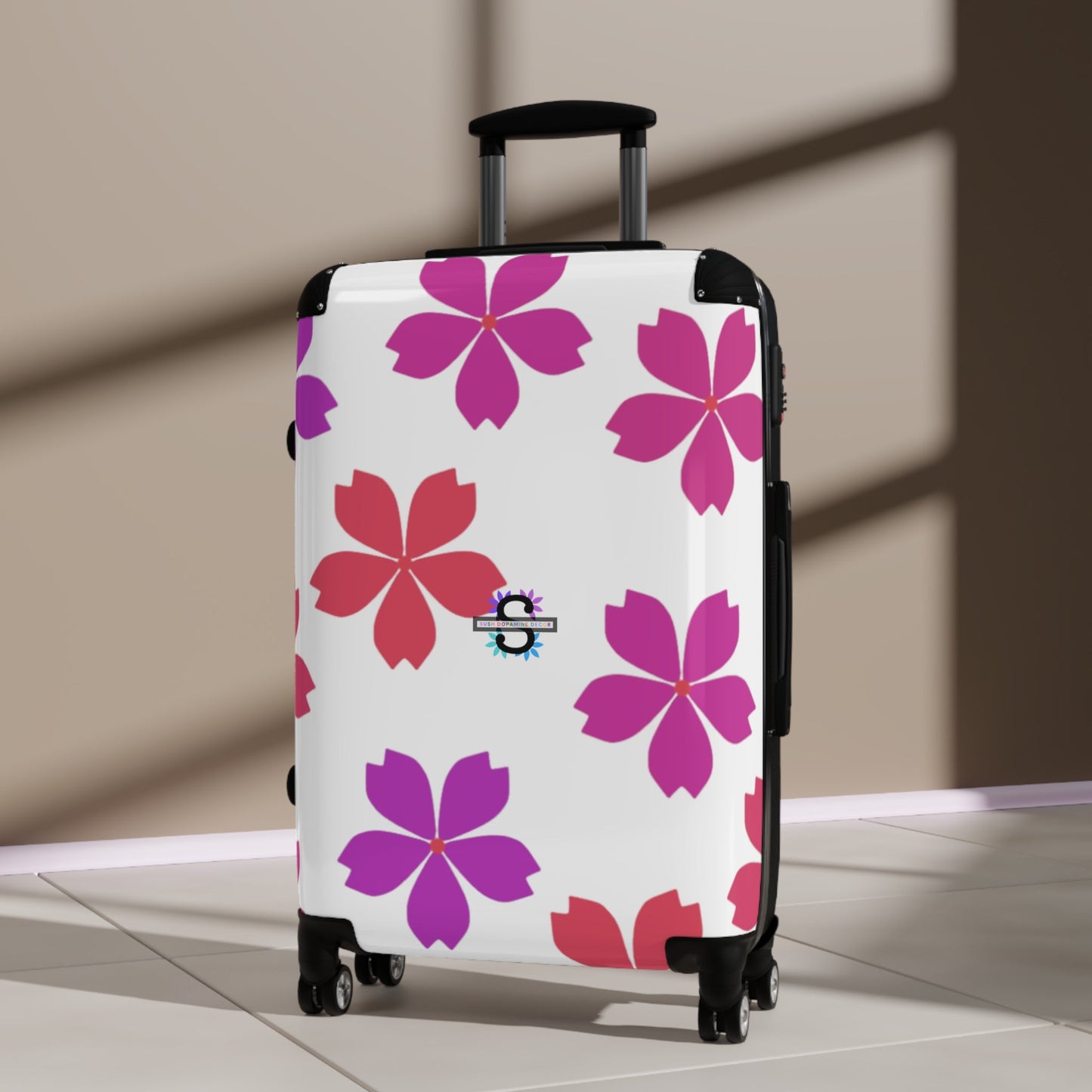 Magenta Red Floral Travel Suitcase | Luggage bag | AccessoriesSush Dopamine Decor