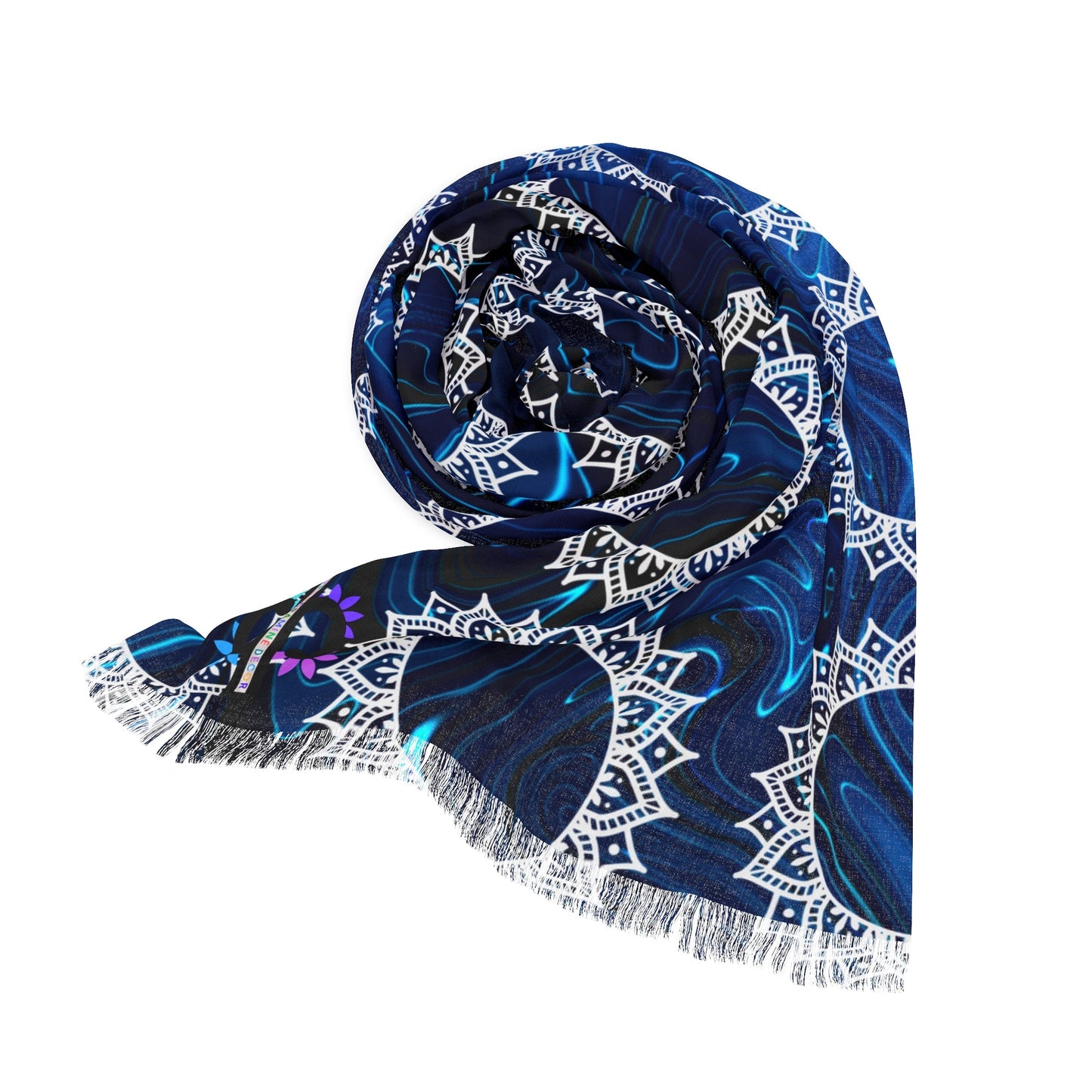 Mandala design blue Light Scarf | ApparelSush Dopamine Decor