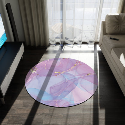 Marble Design Round Rug, Pink Blue Carpet Design, Home Decor, Minimalistic CarpetsSush Dopamine Decor