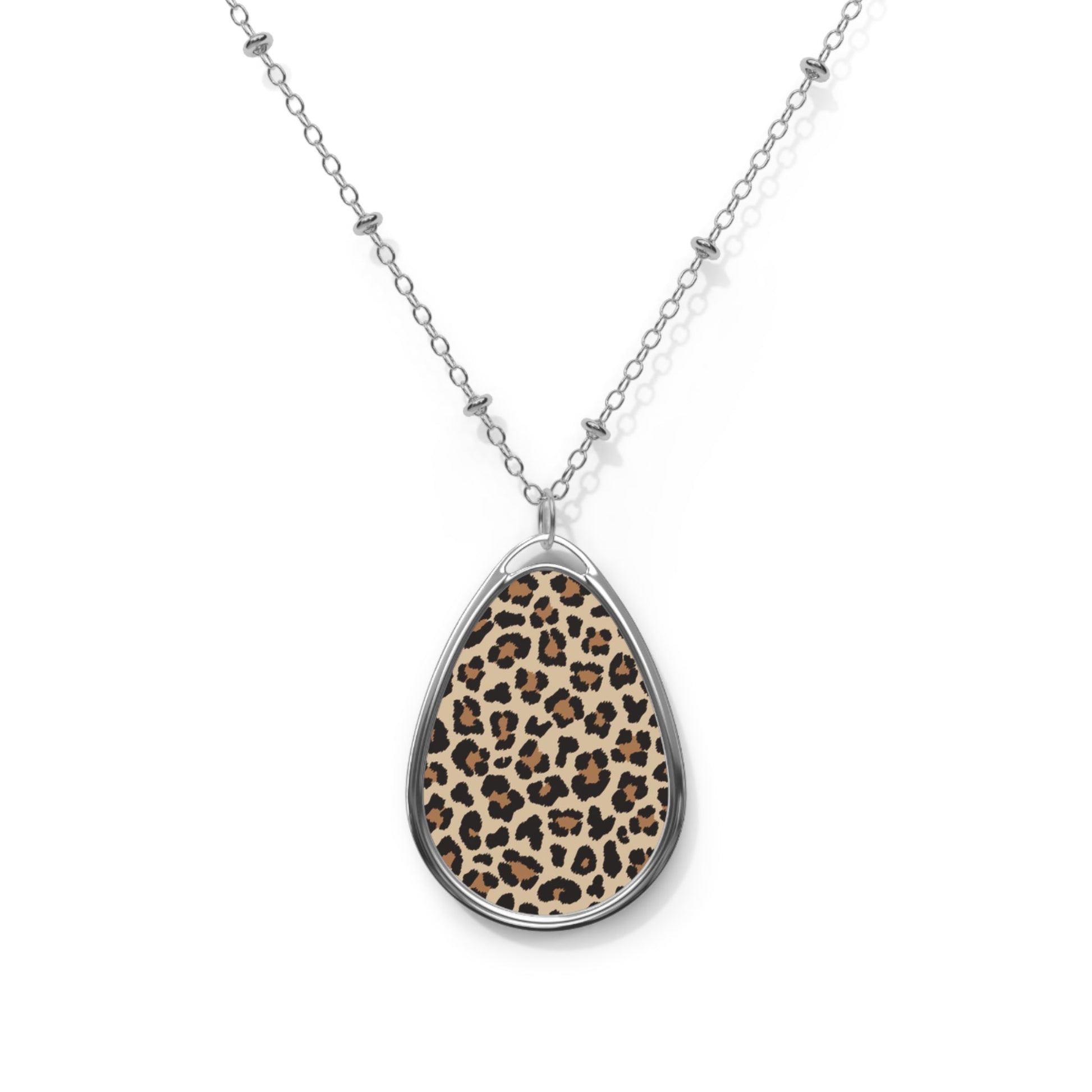 Oval Cheetah print Necklace | Pendant | AccessoriesSush Dopamine Decor