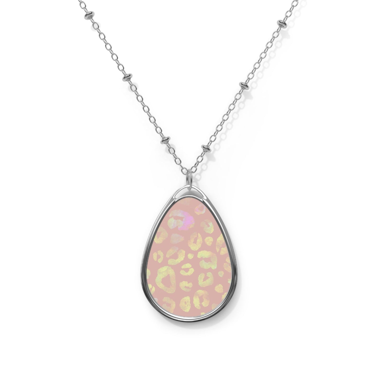 Pink and golden printed Oval Necklace | Pendant | AccessoriesSush Dopamine Decor