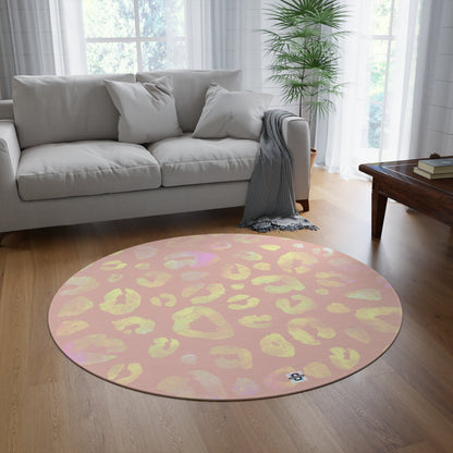 Pink and Golden printed Round Rug | Home decorSush Dopamine Decor