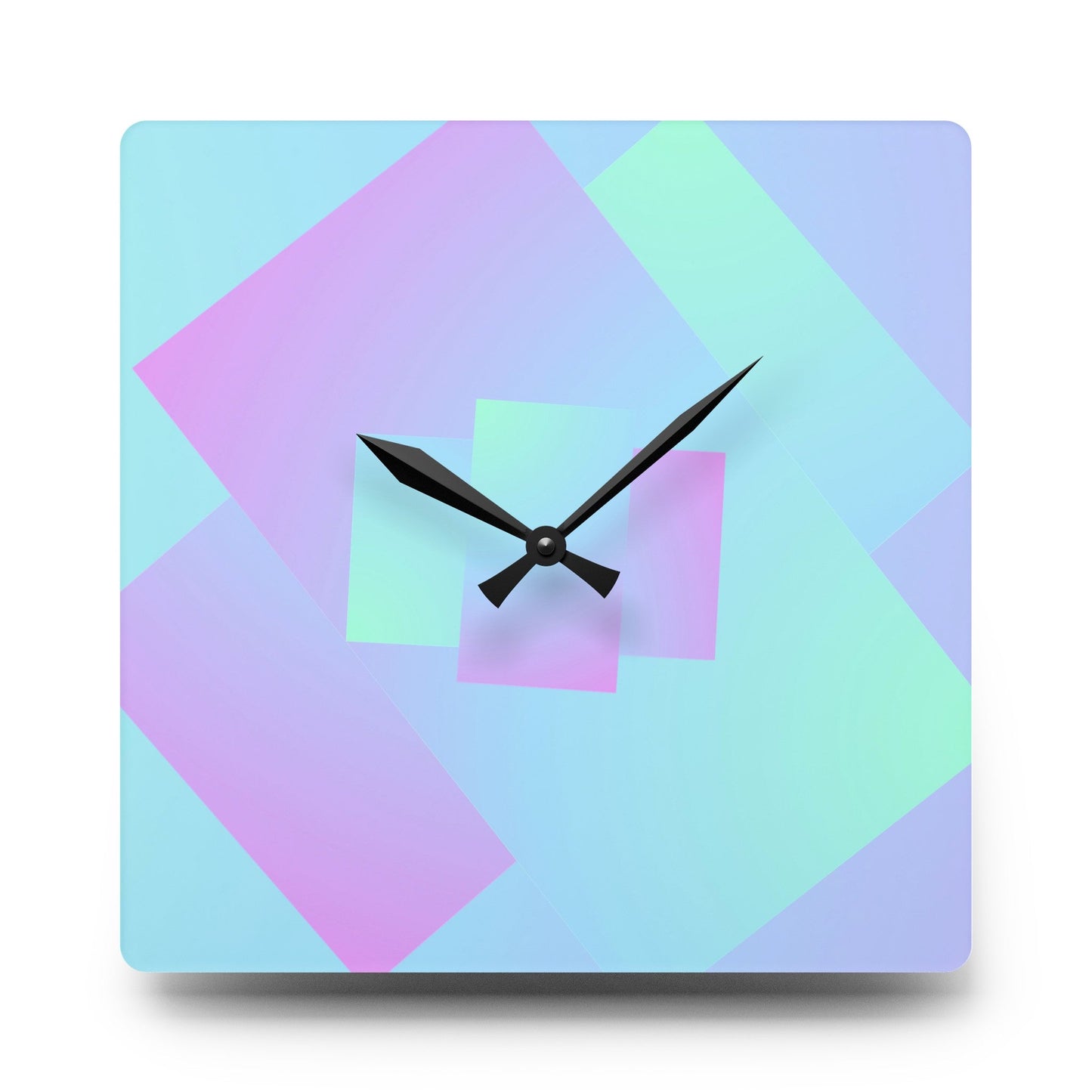 Pink Blue Abstract print Gradient Acrylic Wall Clock, Analog for Home DecorSush Dopamine Decor