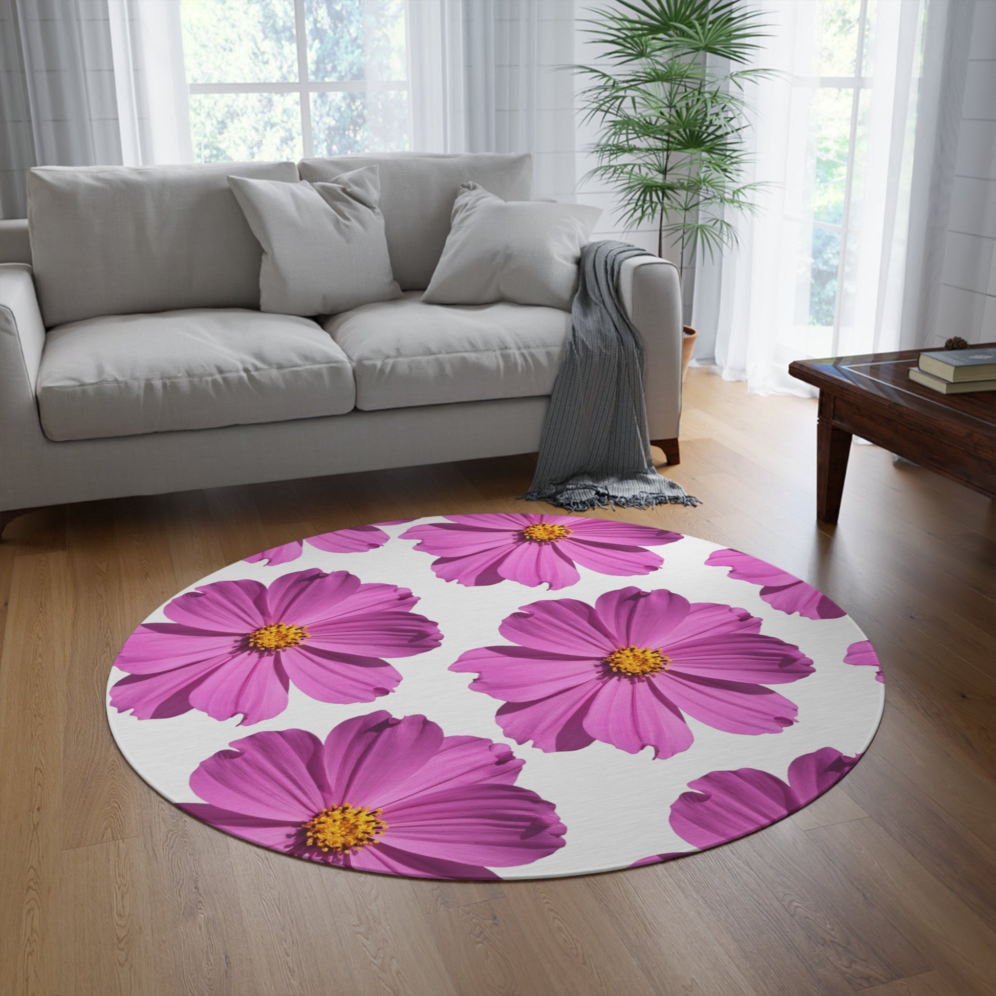 Pink Floral Round Rug | Home DecorSush Dopamine Decor