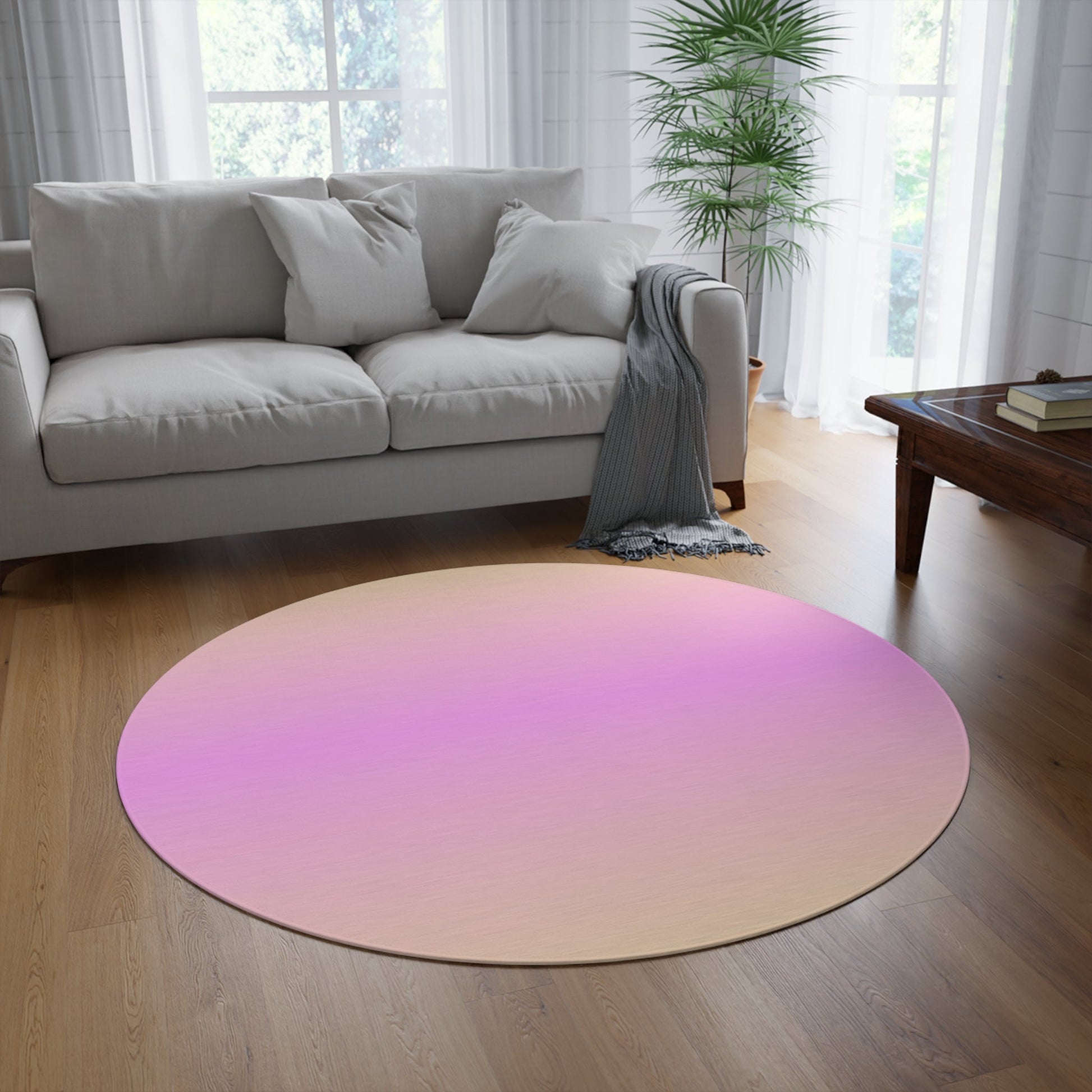 Pink Yellow Gradient Round Rug | Home DecorSush Dopamine Decor