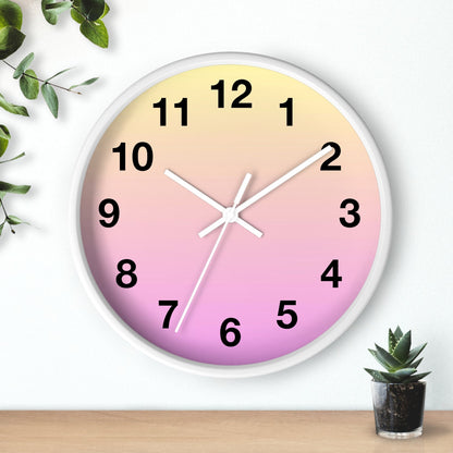 Pink, Yellow Gradient Wall Clock, Analog Clock, Home Decor Clock with white baseSush Dopamine Decor