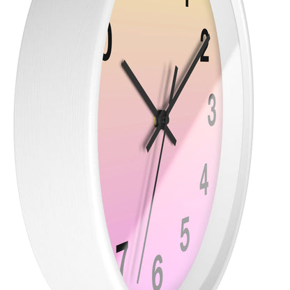 Pink, Yellow Gradient Wall Clock, Analog Clock, Home Decor Clock with white baseSush Dopamine Decor