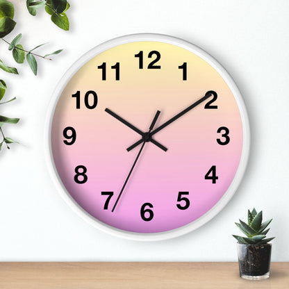 Pink, Yellow Gradient Wall Clock, Analog Clock, Home Decor Clock with white baseSush Dopamine Decor