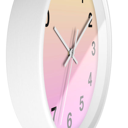 Pink, Yellow Gradient Wall Clock, Analog Clock, Home Decor Clock with white baseSush Dopamine Decor