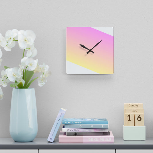 Pink, Yellow Gradient Wall Clock, Analog Clock with White Base for Home DecorSush Dopamine Decor