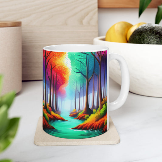 Psychedelic Forest Dreams Ceramic Mug for Gifts: 11ozSush Dopamine Decor