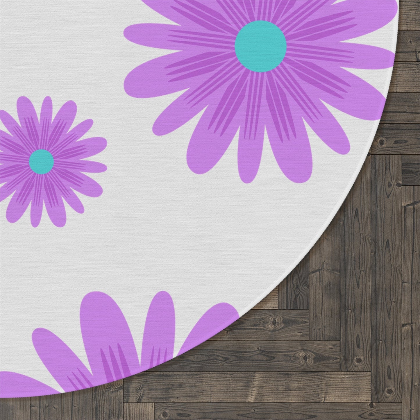 Purple and White Floral Print Round Rug |Home DecorSush Dopamine Decor