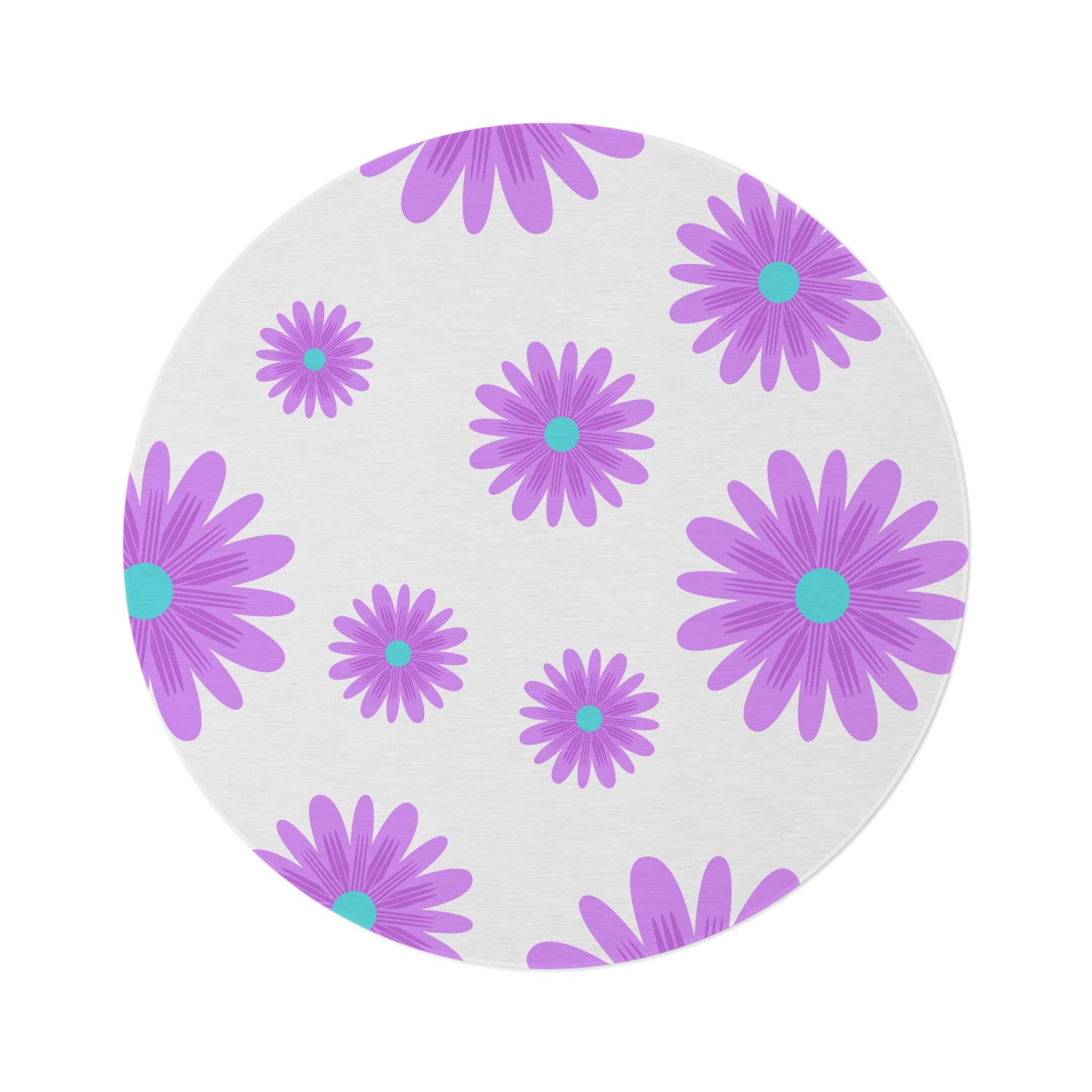 Purple and White Floral Print Round Rug |Home DecorSush Dopamine Decor