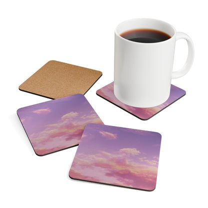 Purple Cloudy Print Corkwood Coaster Set | Home DecorSush Dopamine Decor