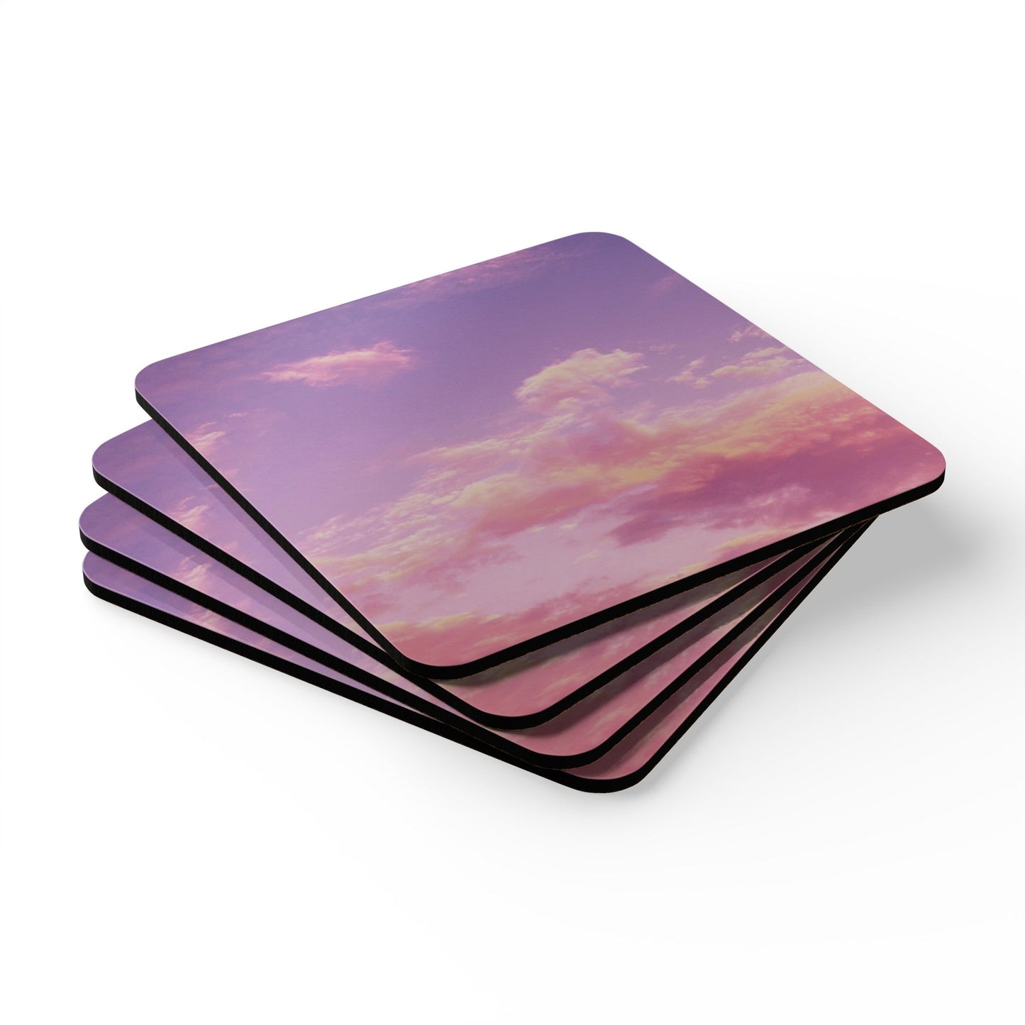 Purple Cloudy Print Corkwood Coaster Set | Home DecorSush Dopamine Decor