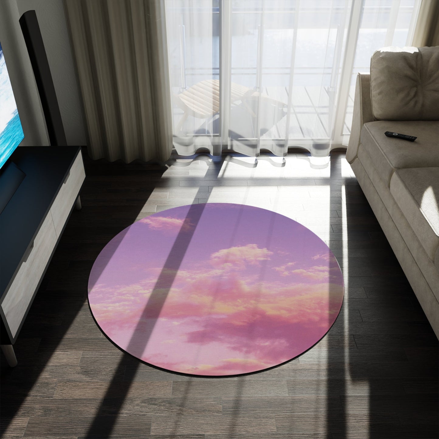 Purple Cloudy Print Round Rug | Home DecorSush Dopamine Decor