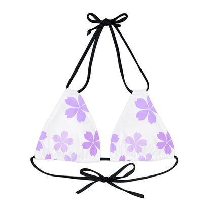 Purple Floral Lavender Bikini Top, Adjustable Straps, Removable Cups, Comfortable Bikini, ApparelsSush Dopamine Decor