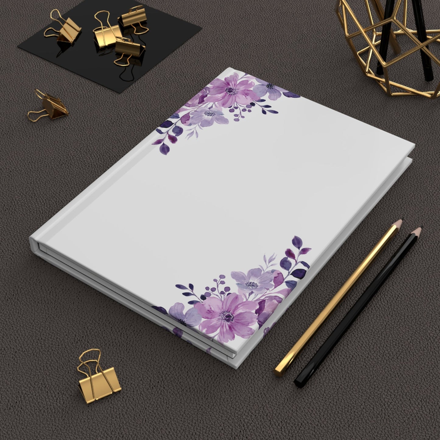 Purple floral white Hardcover JournalSush Dopamine Decor