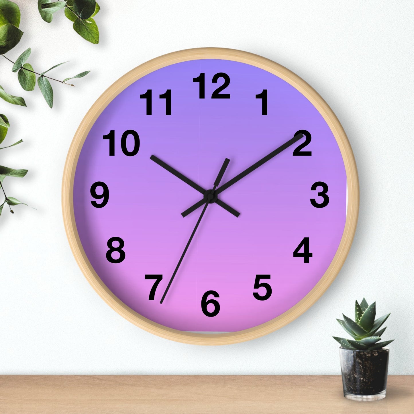 Purple Gradient Wooden Wall Clock, Analog for Home DecorSush Dopamine Decor