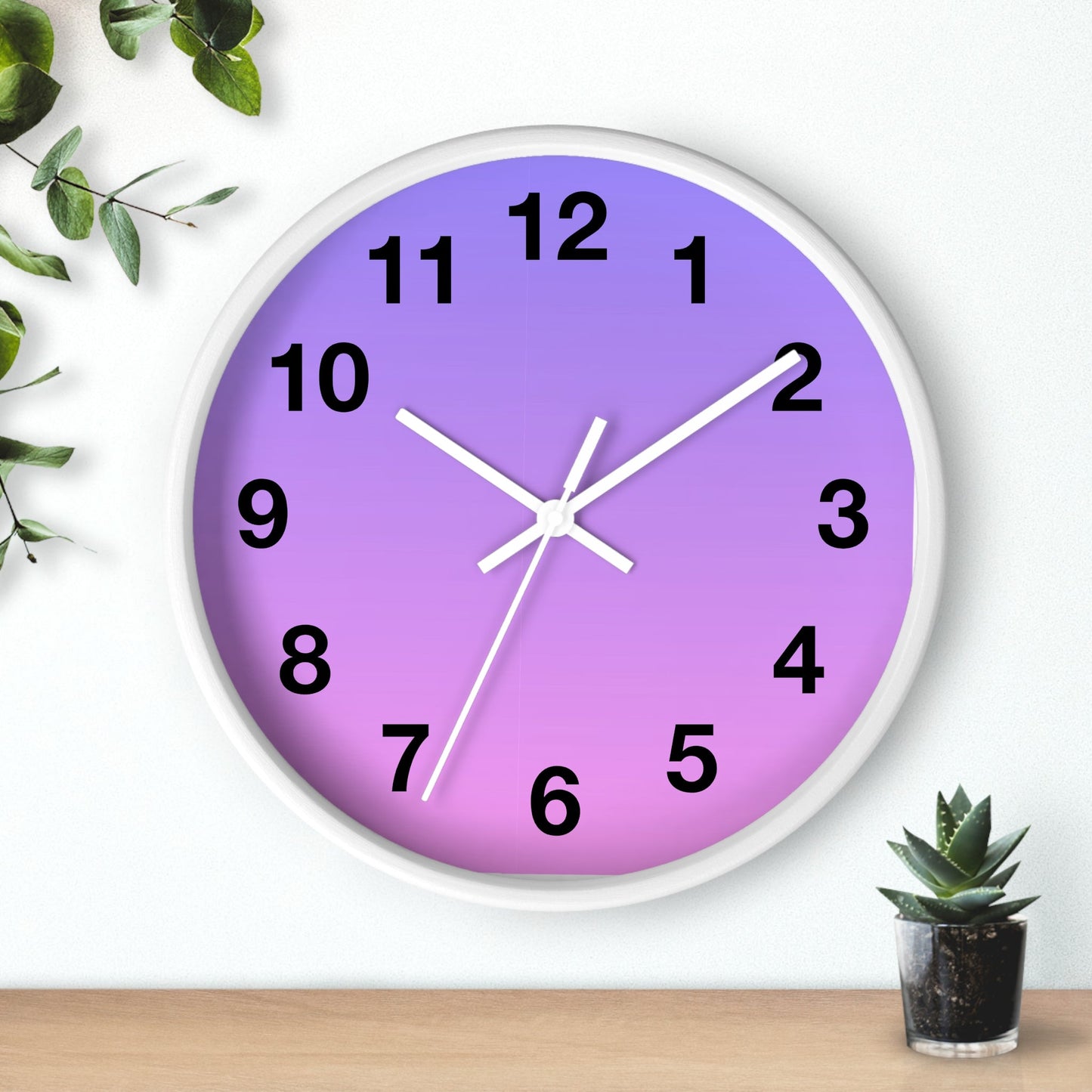 Purple Gradient Wooden Wall Clock, Analog for Home DecorSush Dopamine Decor