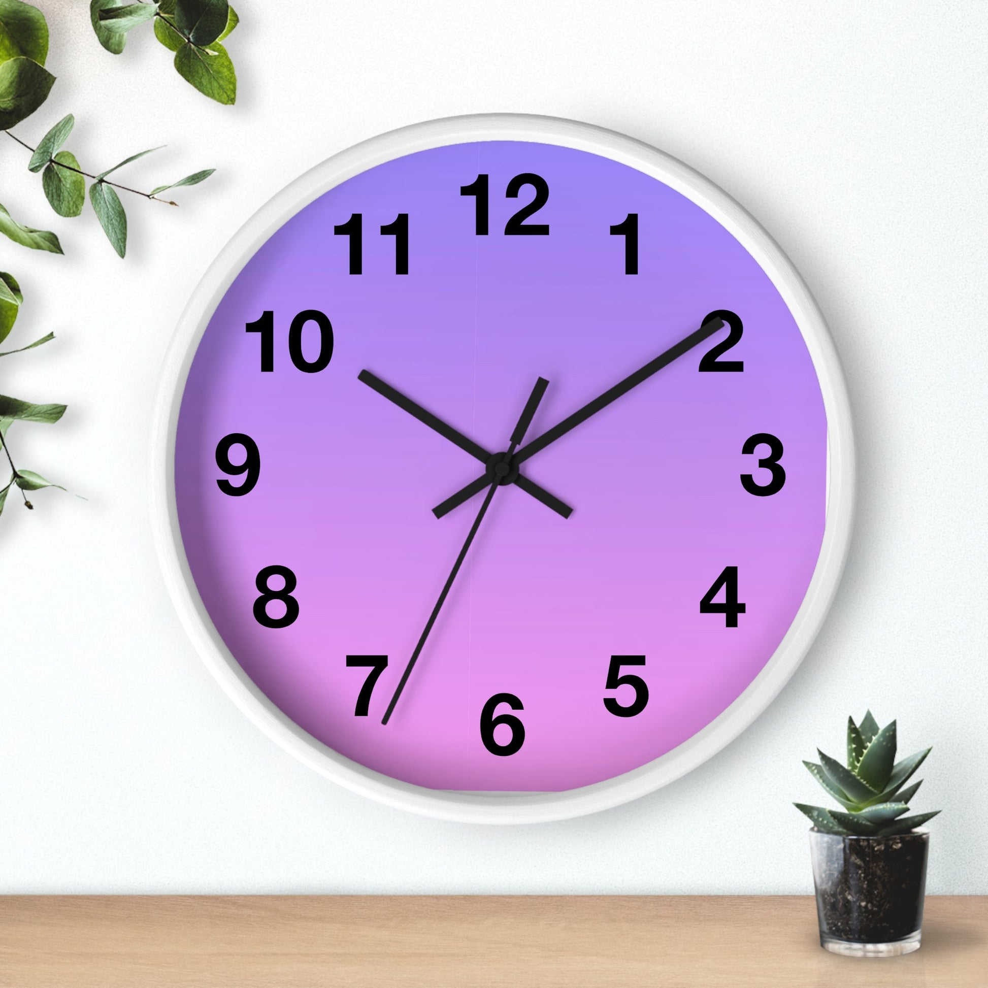 Purple Gradient Wooden Wall Clock, Analog for Home DecorSush Dopamine Decor