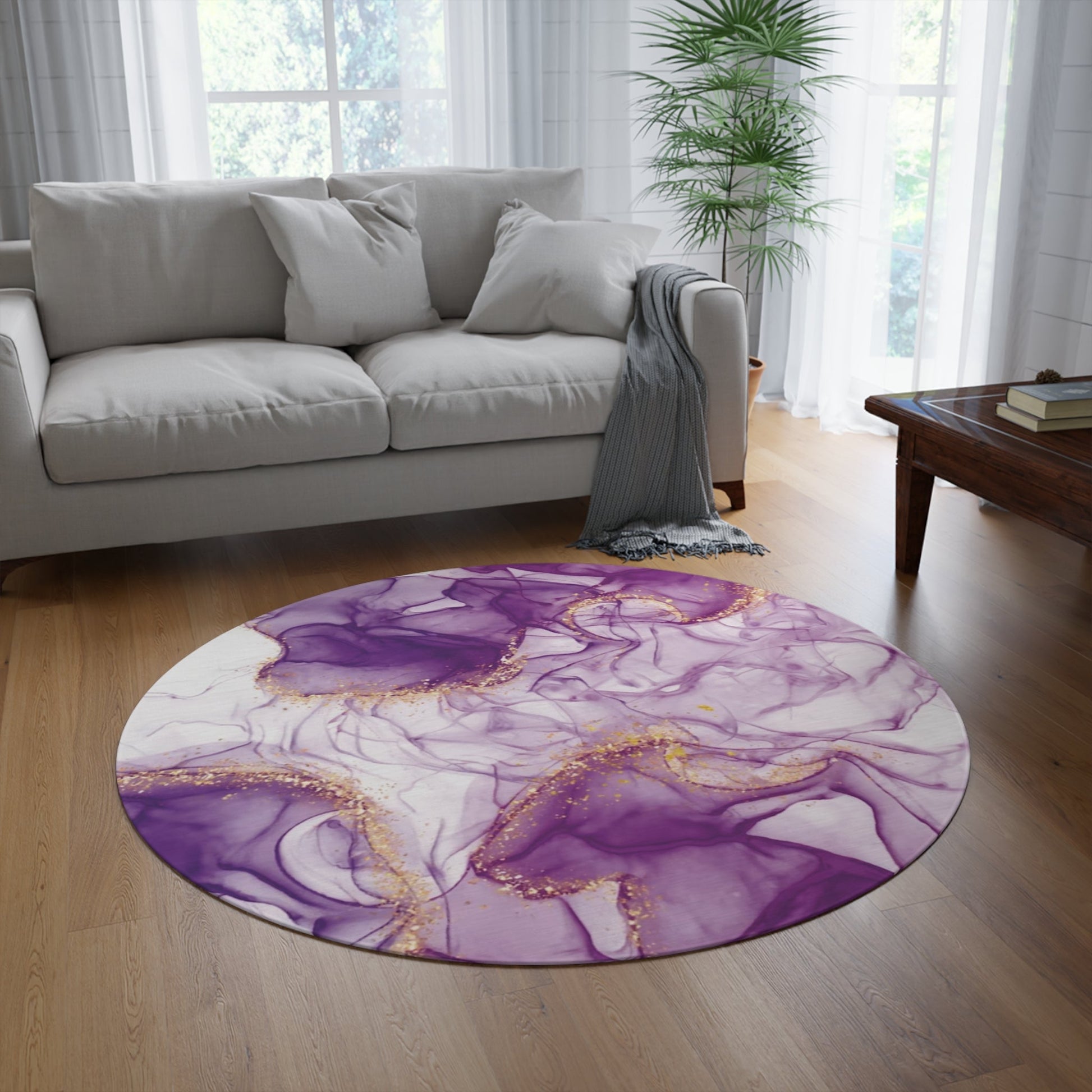 Purple Marble Design Round Rug, Pink Blue Carpet Design, Home Decor, Minimalistic CarpetsSush Dopamine Decor