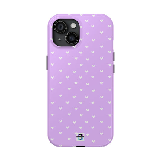 Purple white heart print Tough Phone Cases | Mobile coverSush Dopamine Decor