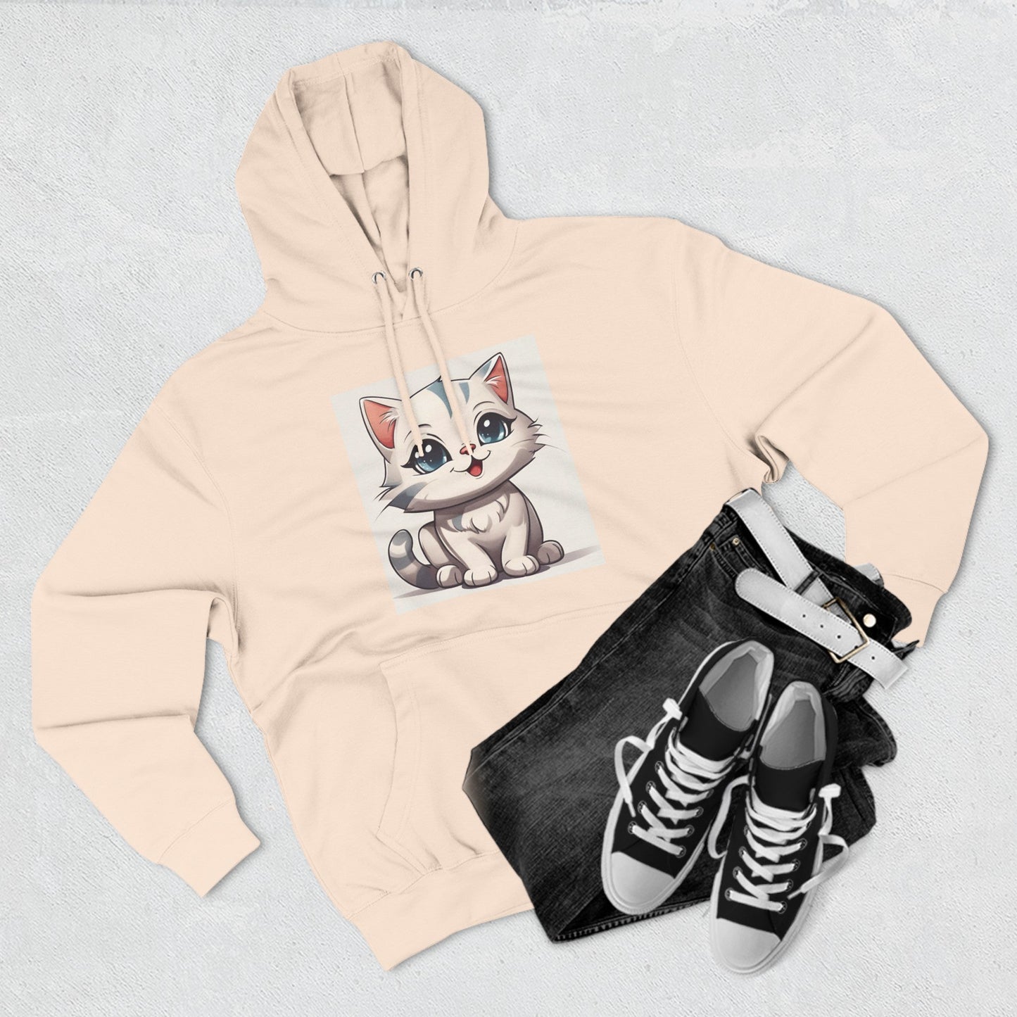 Purr - fect Comfort: Three - Panel Fleece Hoodie for WomenSush Dopamine Decor