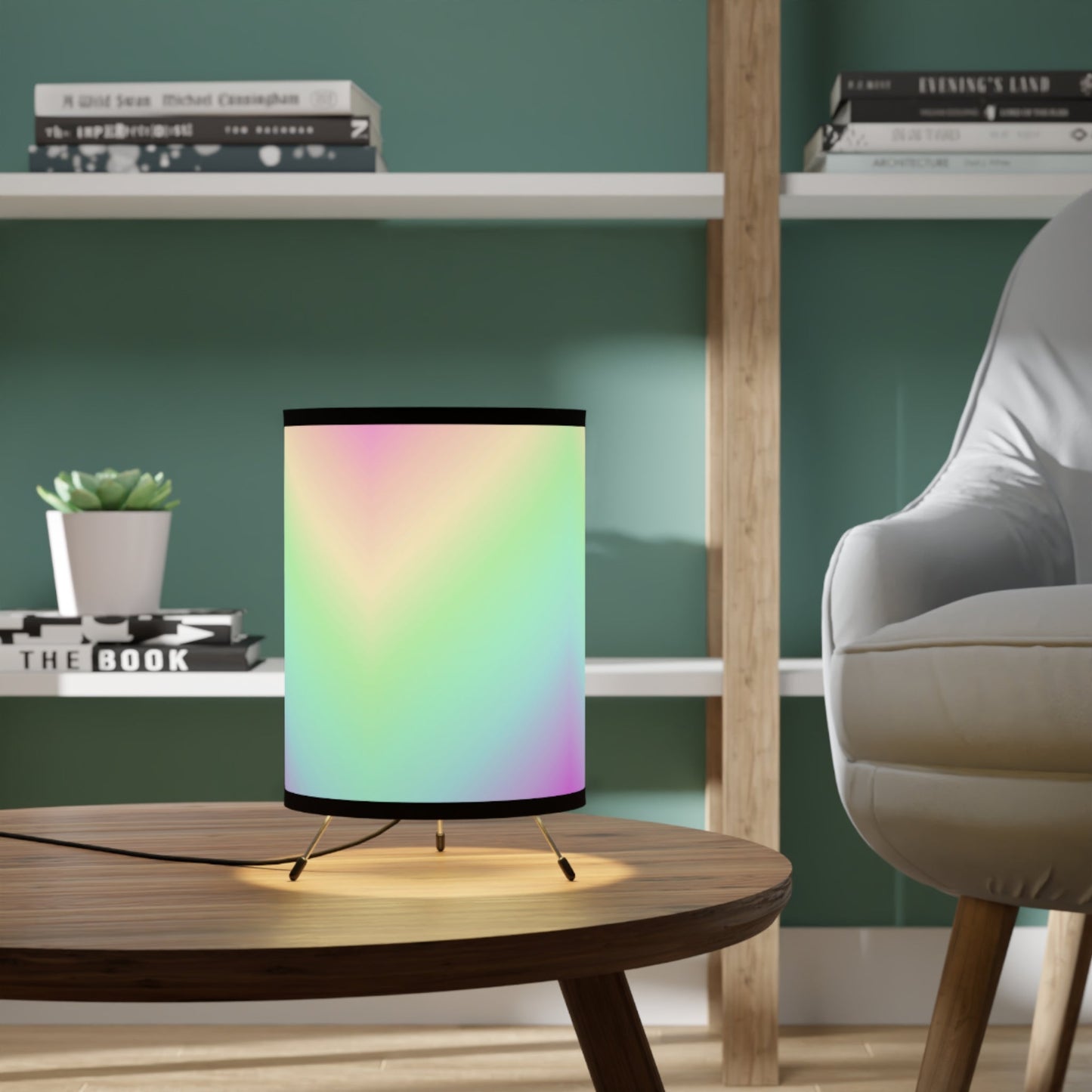 Rainbow Gradient Tripod Lamp with High - Res Printed Shade, US\CA plugSush Dopamine Decor