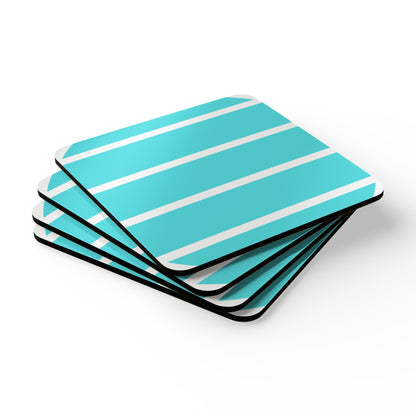 Sea Blue and White Corkwood Coaster Set | Home DecorSush Dopamine Decor