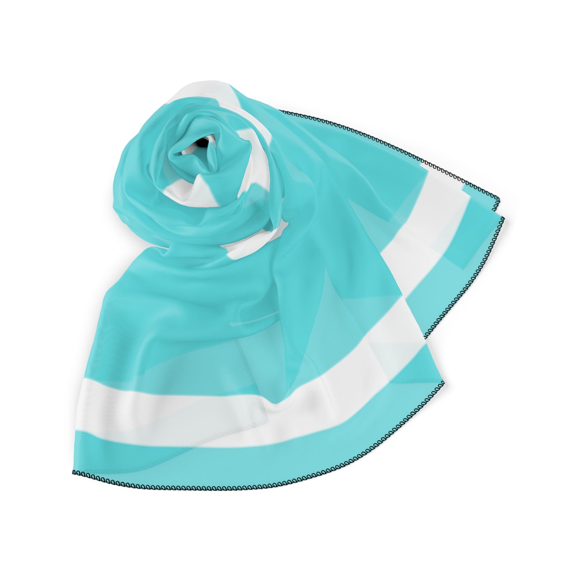 Sea Blue and White Striped Poly Scarf | ApparelsSush Dopamine Decor