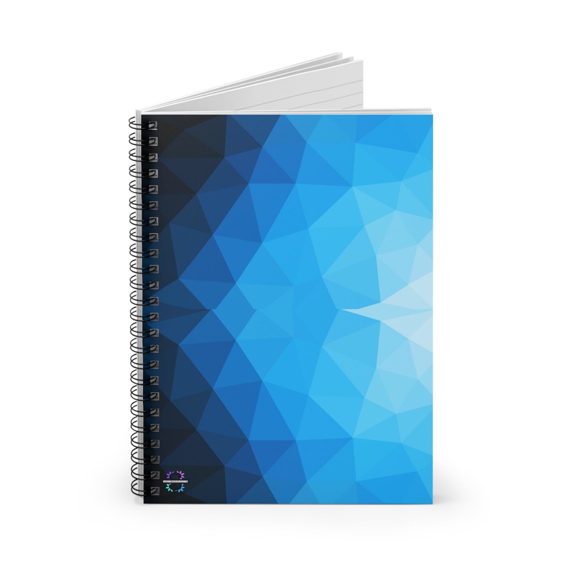 Spiral Notebook, Blue Monochrome Geometric Design, 120 Pages, 100% Paper 90gsm Pages, 6" x 8" Blue Journal, 118 ruled line pages (59 sheets), Metal Spiral BindingSush Dopamine Decor